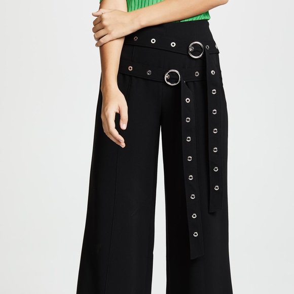 cinq a sept Pants - Cinq a Sept Jessi Buckle Wide-Leg Cropped Pants